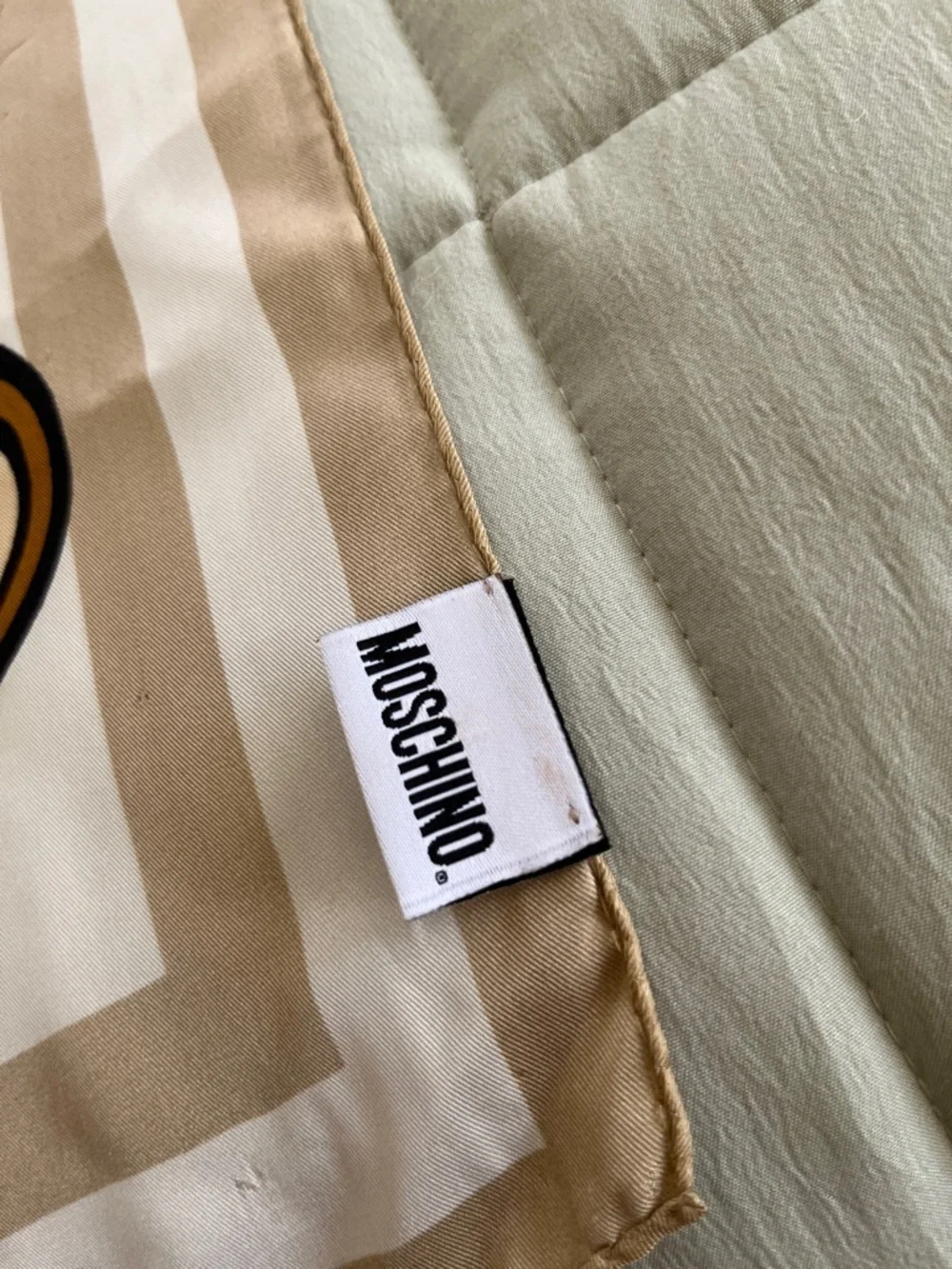 Moschino Beige & White Teddy Sailor Print Scarf Panel